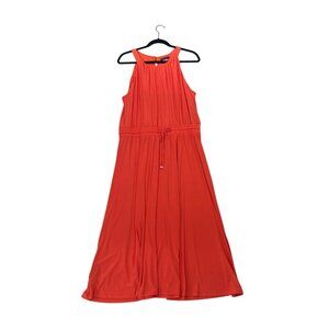 Tommy Hilfiger Orange Sleeveless Halter Maxi Dress Size 14 With Drawstring Waist